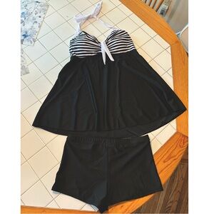 One Piece Swim dress Swimsuit Women Tummy Control Skirt Bathing Suit size 3xl